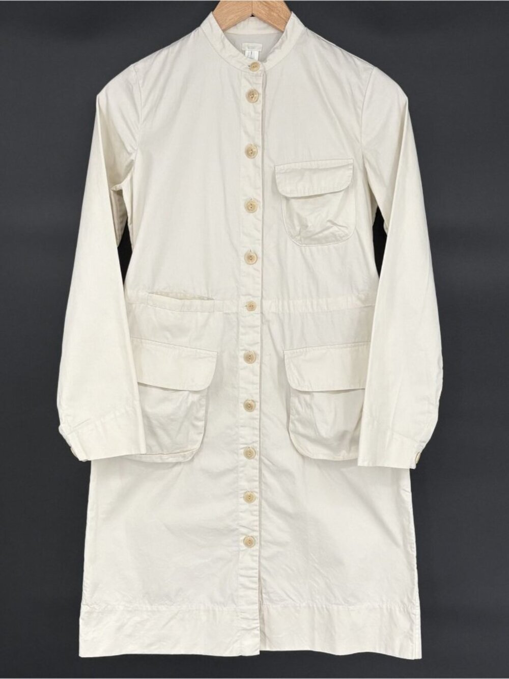 Dosa Women's Cotton Chore Dress Size 1 (XS) Cream Lagenlook Minimalist Neutral